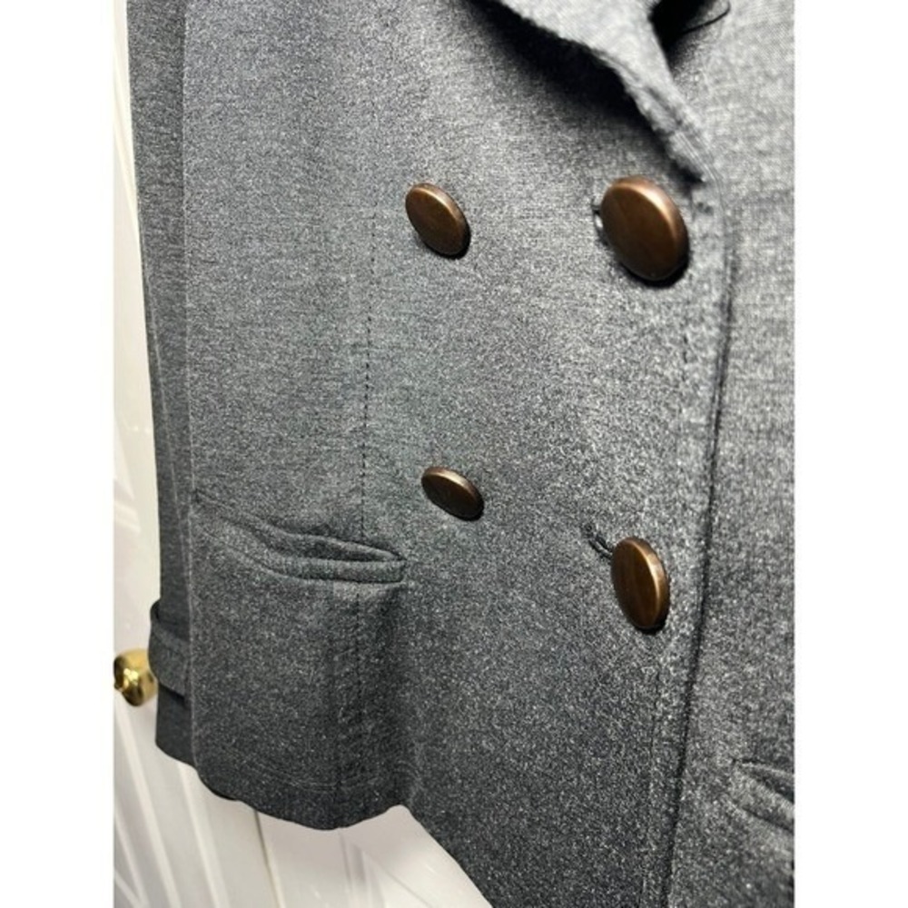 Gerard Darel Blazer Women 40 Grey Double Breasted Knit Stretch Jacket - Picture 12 of 12